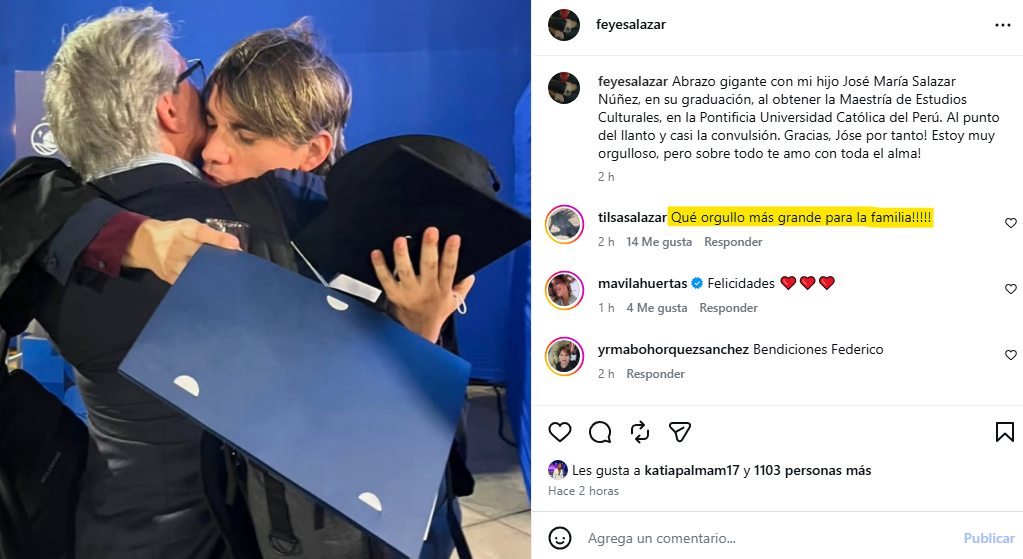 Federico Salazar expone su orgullo por su hijo tras importante logro.  