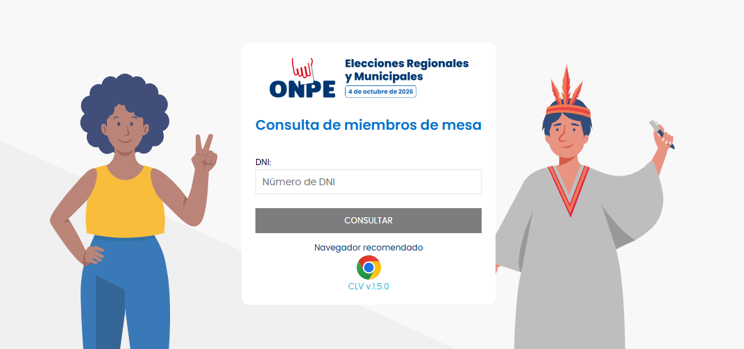 ONPE pone a disposición un recurso para conocer si se es miembro de mesa. ONPE pone a disposición un recurso para conocer si se es miembro de mesa.