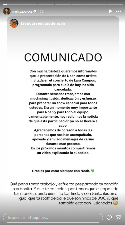 Melisssa Paredes denuncia que Lara Campos dejó fuera a todos los niños de su academia a último minuto  