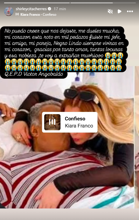 Mensaje de despedida de Shirley Cherres a Víctor Angobaldo. Mensaje de despedida de Shirley Cherres a Víctor Angobaldo.