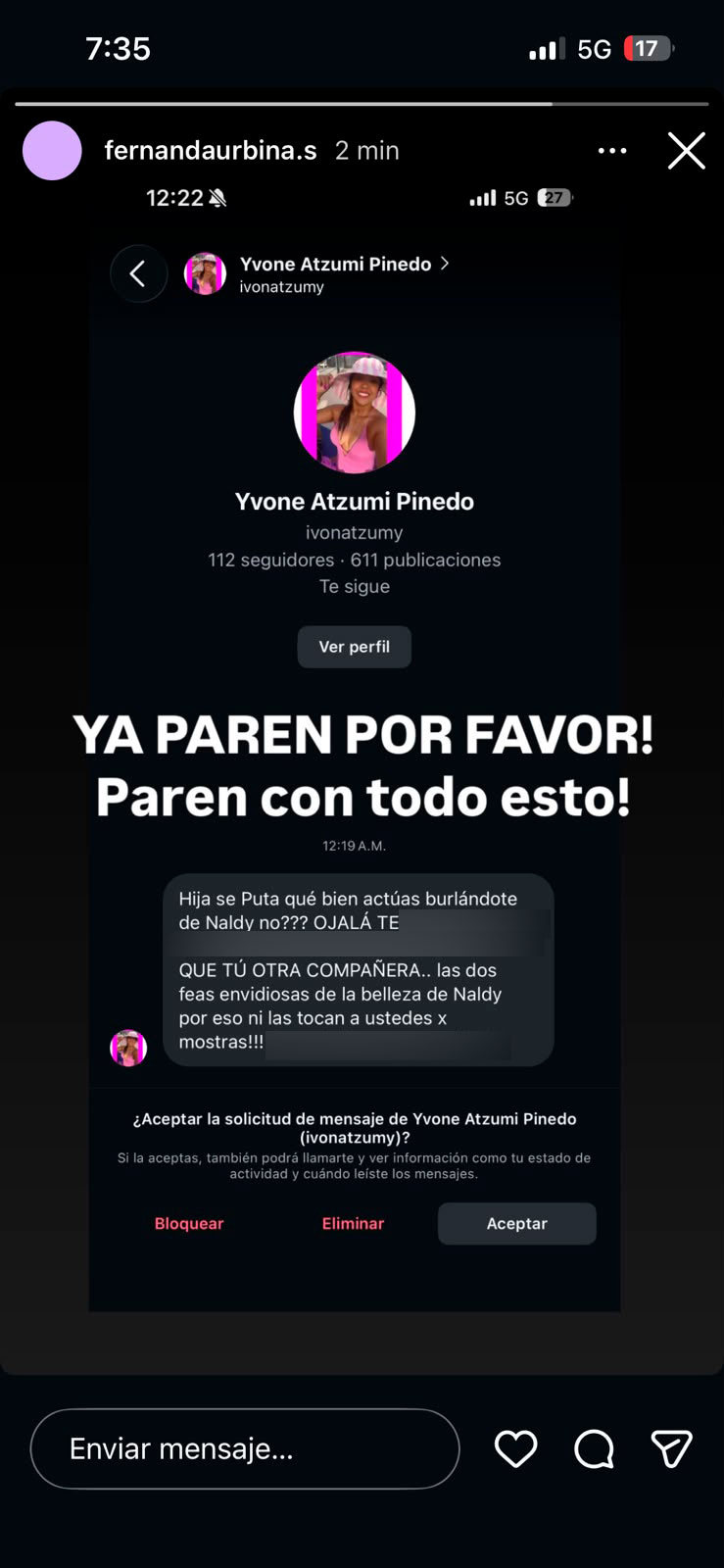 Fernanda Urbina, de ‘La Bella Luz’, responde a controversia por imitar incidente de tocamientos indebidos hacia Naldy Saldaña  