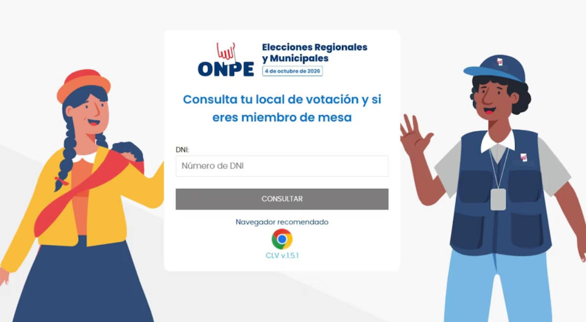 Consulta tu local de votación para las ERM 2026: LINK oficial de ONPE para saber dónde votar el 4 de octubre. Consulta tu local de votación para las ERM 2026: LINK oficial de ONPE para saber dónde votar el 4 de octubre.
