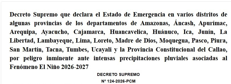 Alerta por lluvias extremas: Gobierno aplicará medidas urgentes tras declarar emergencia en 23 regiones del país. Alerta por lluvias extremas: Gobierno aplicará medidas urgentes tras declarar emergencia en 23 regiones del país.