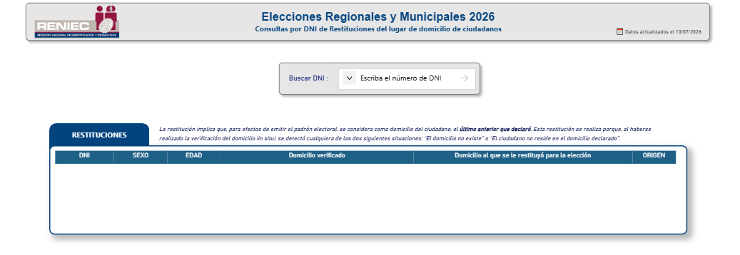 Reniec ofrece un enlace para verificar tus datos electorales antes de las elecciones municipales.  