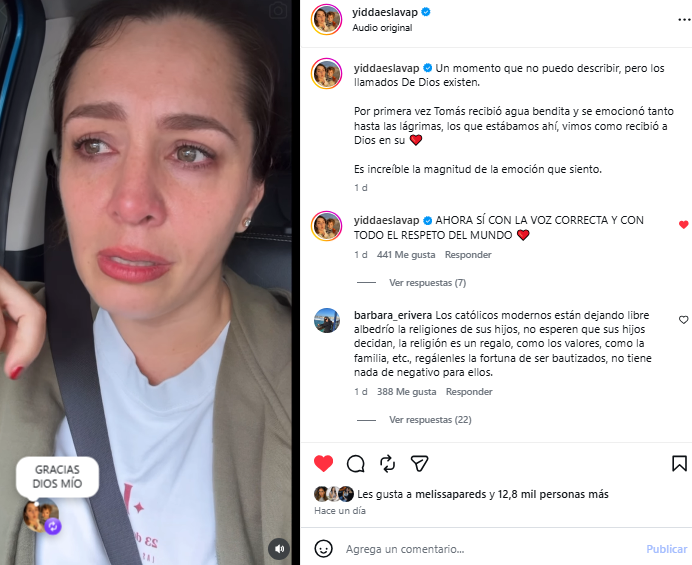 Yiddá Eslava se emociona al contar que su hijo decidió bautizarse. Yiddá Eslava se emociona al contar que su hijo decidió bautizarse.