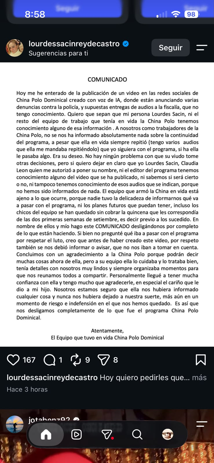Lourdes Sacín crítica a la familia de 'La China Polo' Lourdes Sacín crítica a la familia de 'La China Polo'