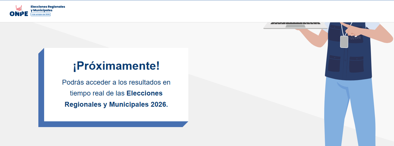 Resultados de la ONPE para las Elecciones Regionales y Municipales 2026.  