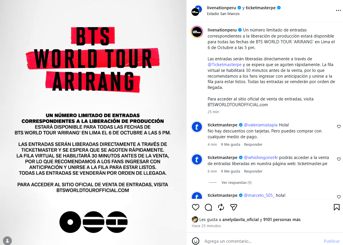 Hoy Se Abren Entradas Limitadas para BTS en Perú: Enlace para Compra 