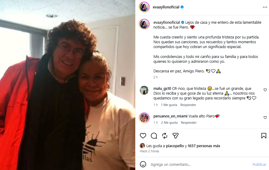 Eva Ayllón luce conmovida tras el fallecimiento de su amigo.  