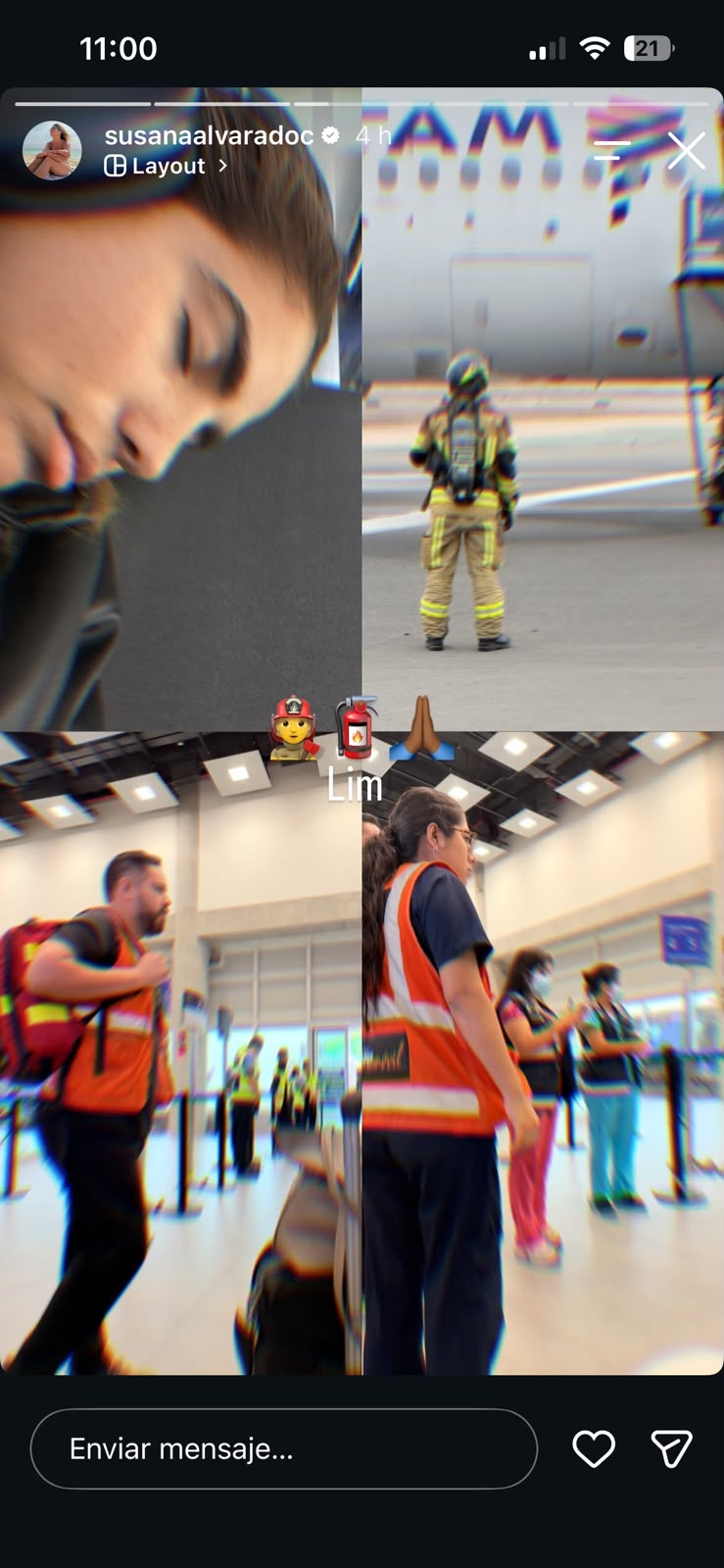 Susana Alvarado reacciona al incendio en el avión de Corazón Serrano. Susana Alvarado reacciona al incendio en el avión de Corazón Serrano.