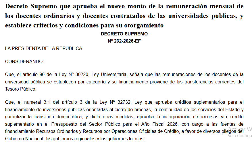 Decreto Supremo N.° 232-2026-EF publicado en el Diario el Peruano. Decreto Supremo N.° 232-2026-EF publicado en el Diario el Peruano.